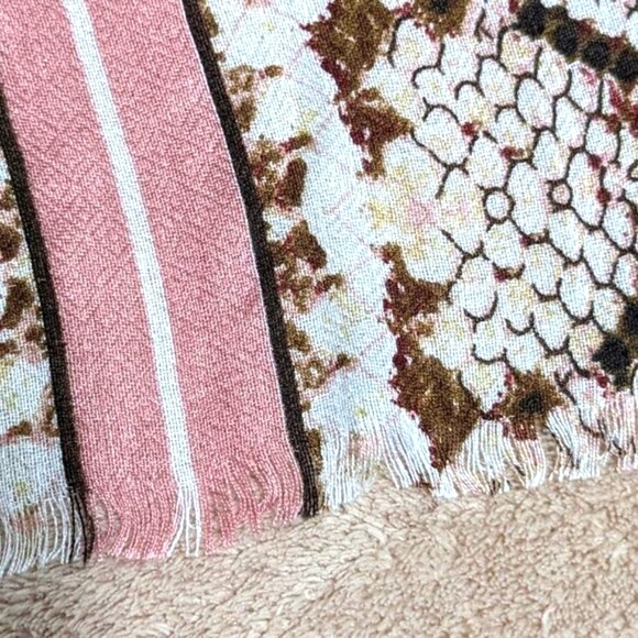 NWOT J. Jill Snakeskin Print Rayon Oblong Scarf -Pink and Brown - Picture 3 of 11
